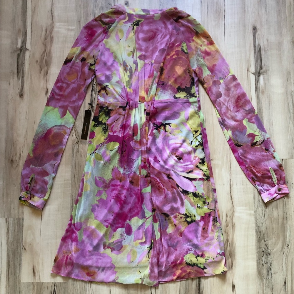 BCBGMAXAZRIA Secret Garden Floral A-Line Dress NWT BC33167D Mesh Small Light - Picture 11 of 15